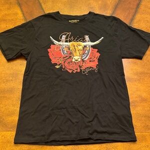Ariat Black Tee with Bull and Rose Design